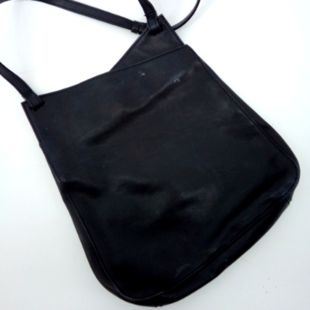 Vintage Leather Co. Liz Claiborne Black Genuine Leather Shoulder Bag Work VTG - Picture 4 of 15